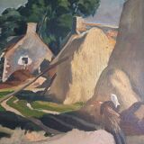 Oil on Canvas 19th Signed Breton Landscape