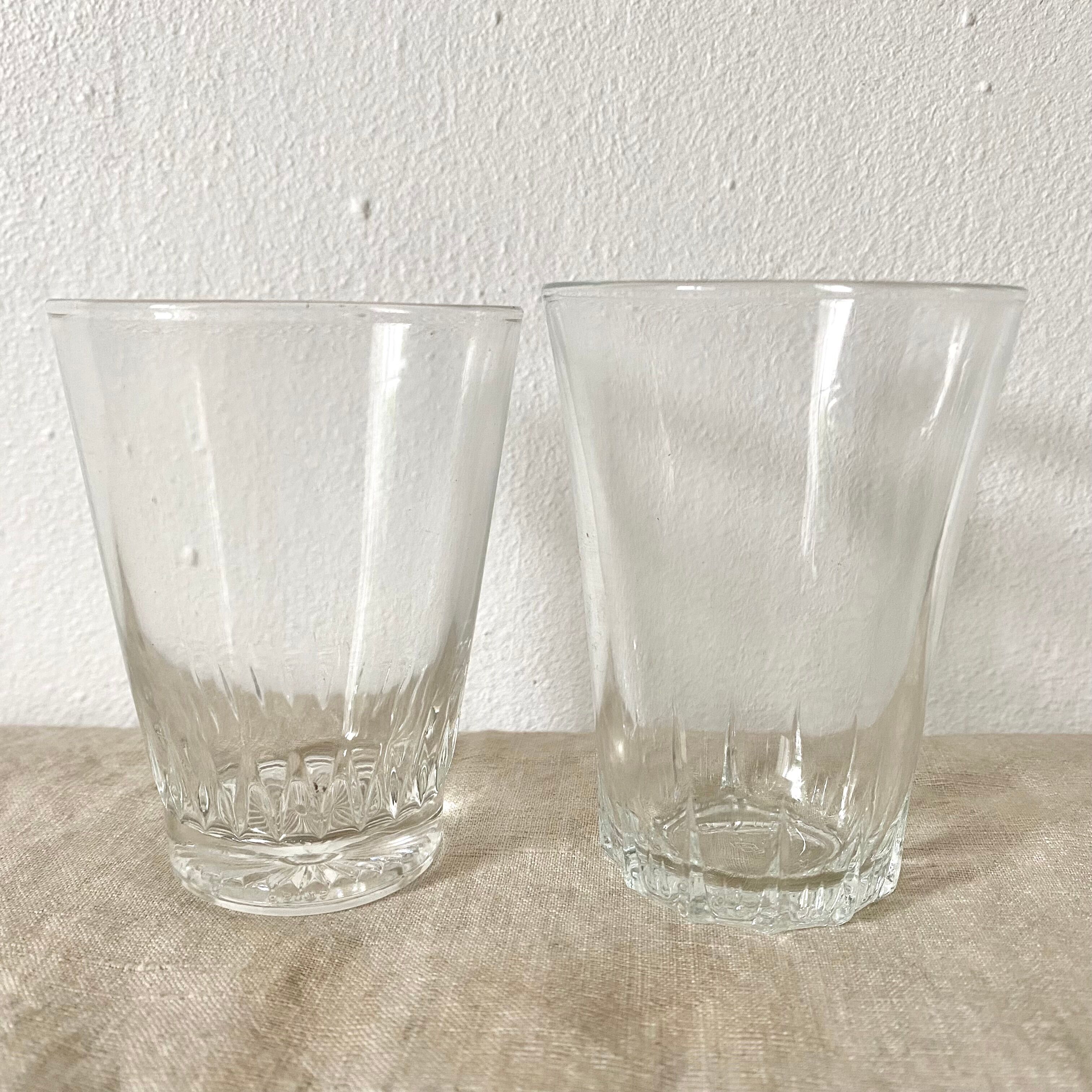 Mismatched vintage water glasses