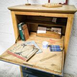 Vintage blue secretary and raw wood
