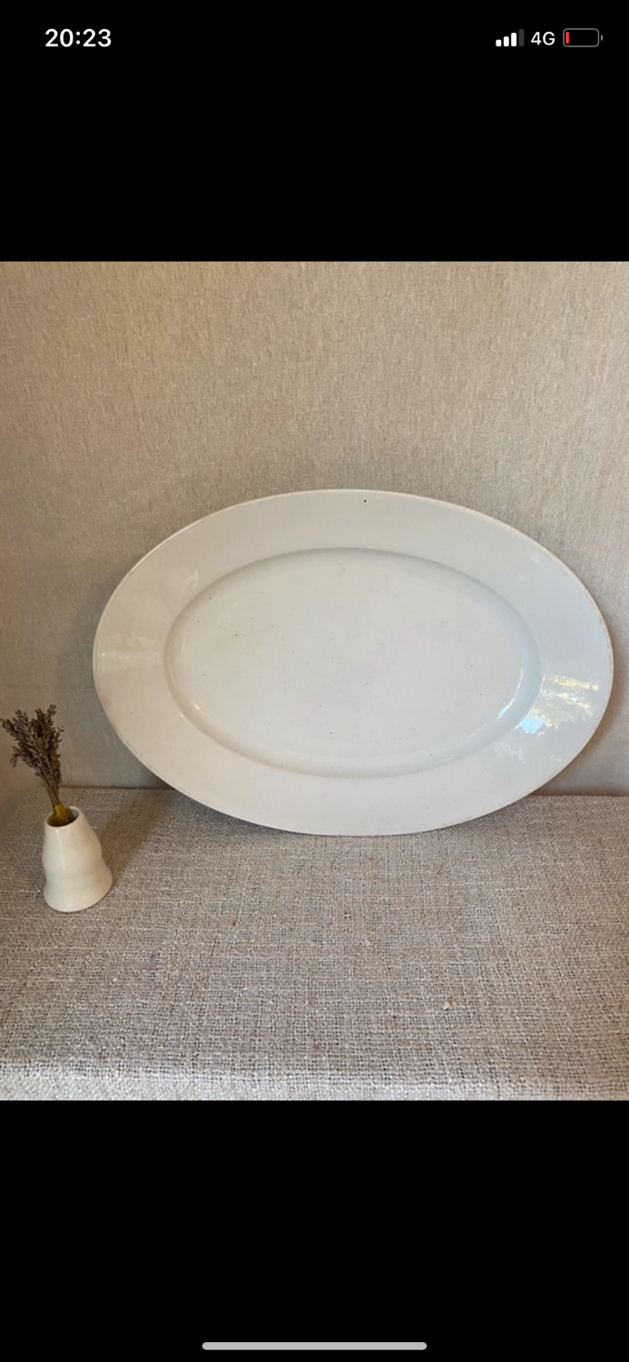Large oval white earthenware dish