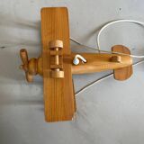 Vintage pine airplane pendant light