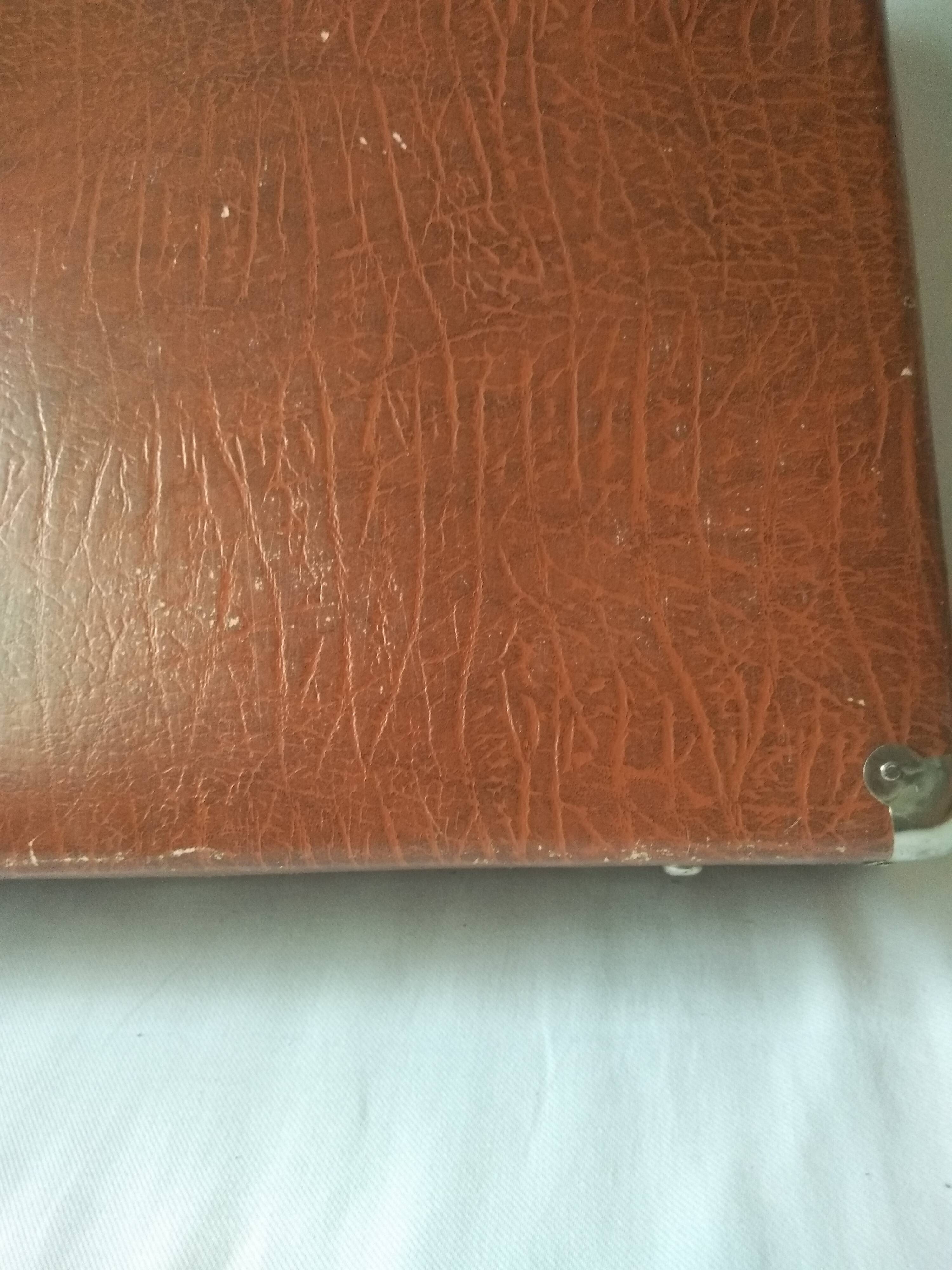 Large light brown cardboard suitcase and decorative vintage year 50 60 70 in very good condition