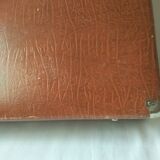 Large light brown cardboard suitcase and decorative vintage year 50 60 70 in very good condition