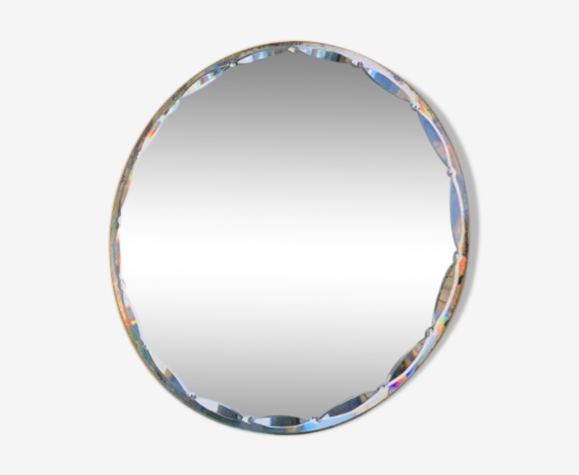 Miroir rond biseauté art déco 36cm x 36cm