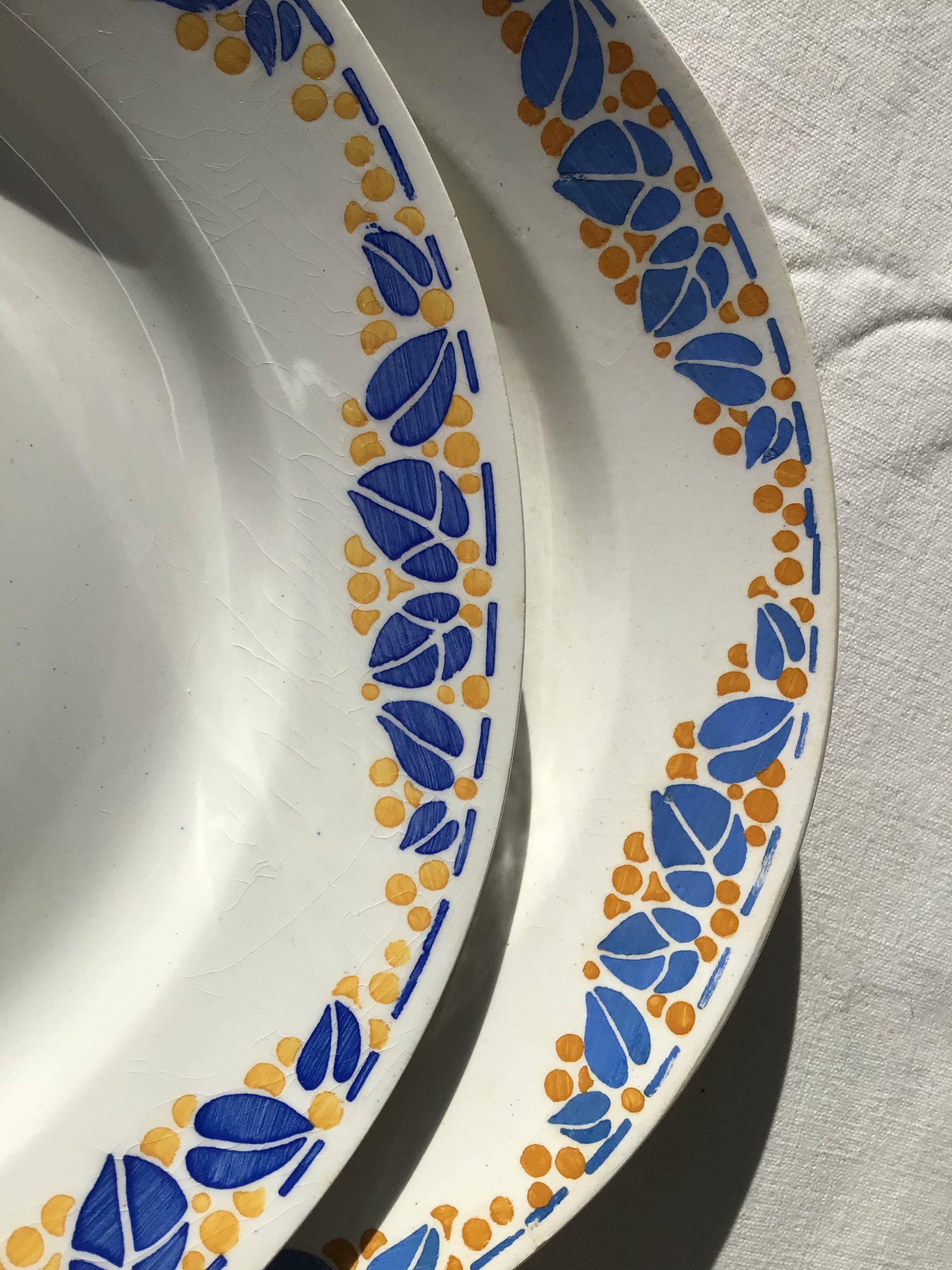 10 Colette HBCM blue and saffron dinner plates