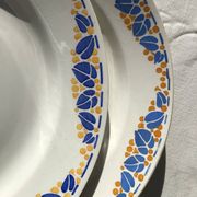 10 Assiettes plates Colette HBCM bleu et safran