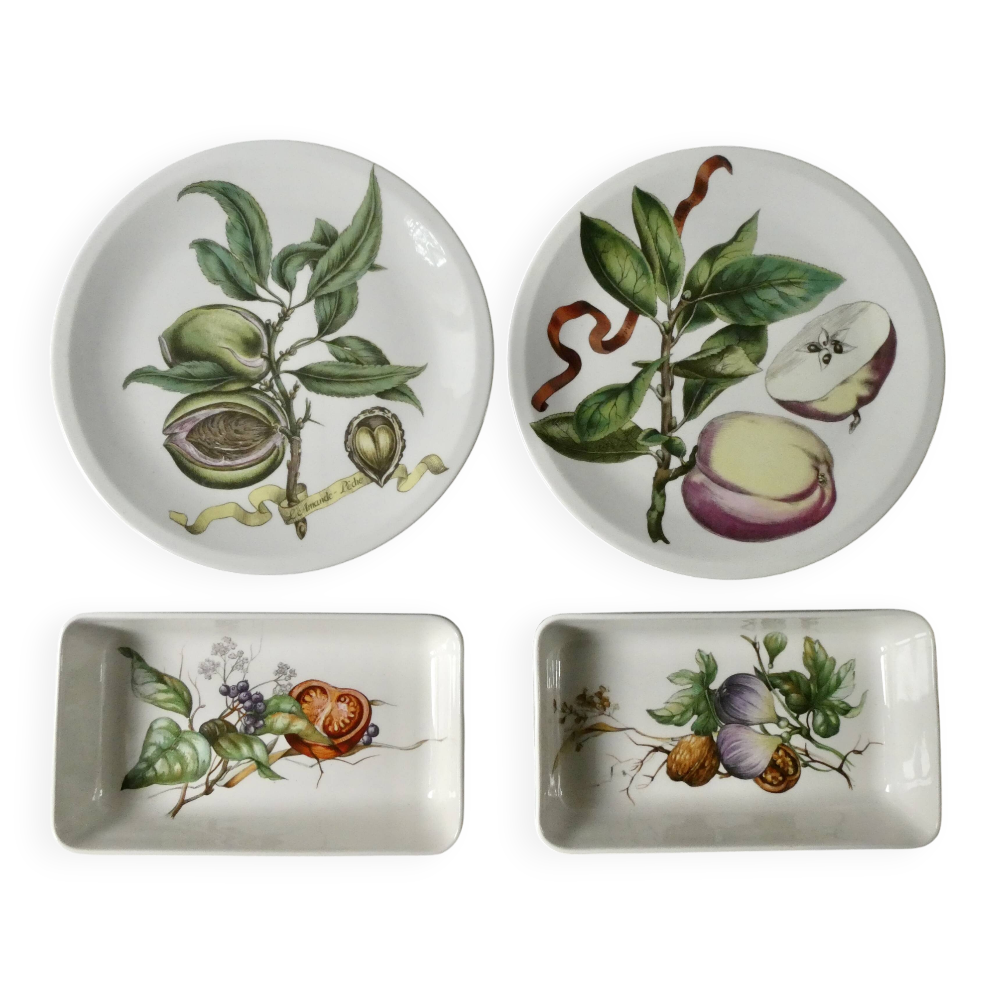 2 plates and 2 small dishes Villeroy & Boch, naturalist decor
