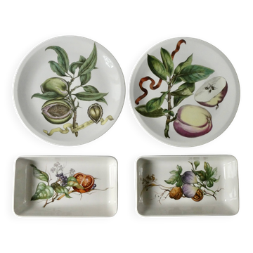 2 plates and 2 small dishes by Villeroy & Boch, naturalistic decor.