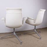Pair of danish armchairs in leather and steel, model fk 6725 or "tulip chair" by Preben Fabricius