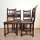 Series of 4 renaissance style chairs in natural wood and leather circa 1850
