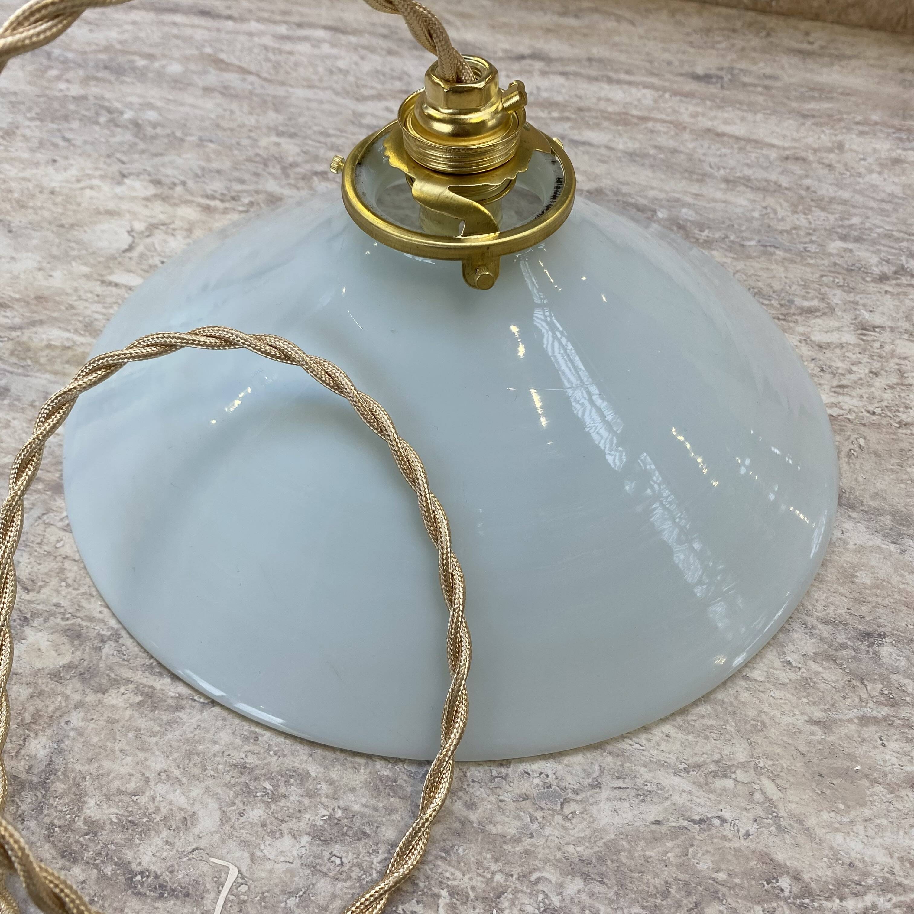 Vintage white opaline pendant light