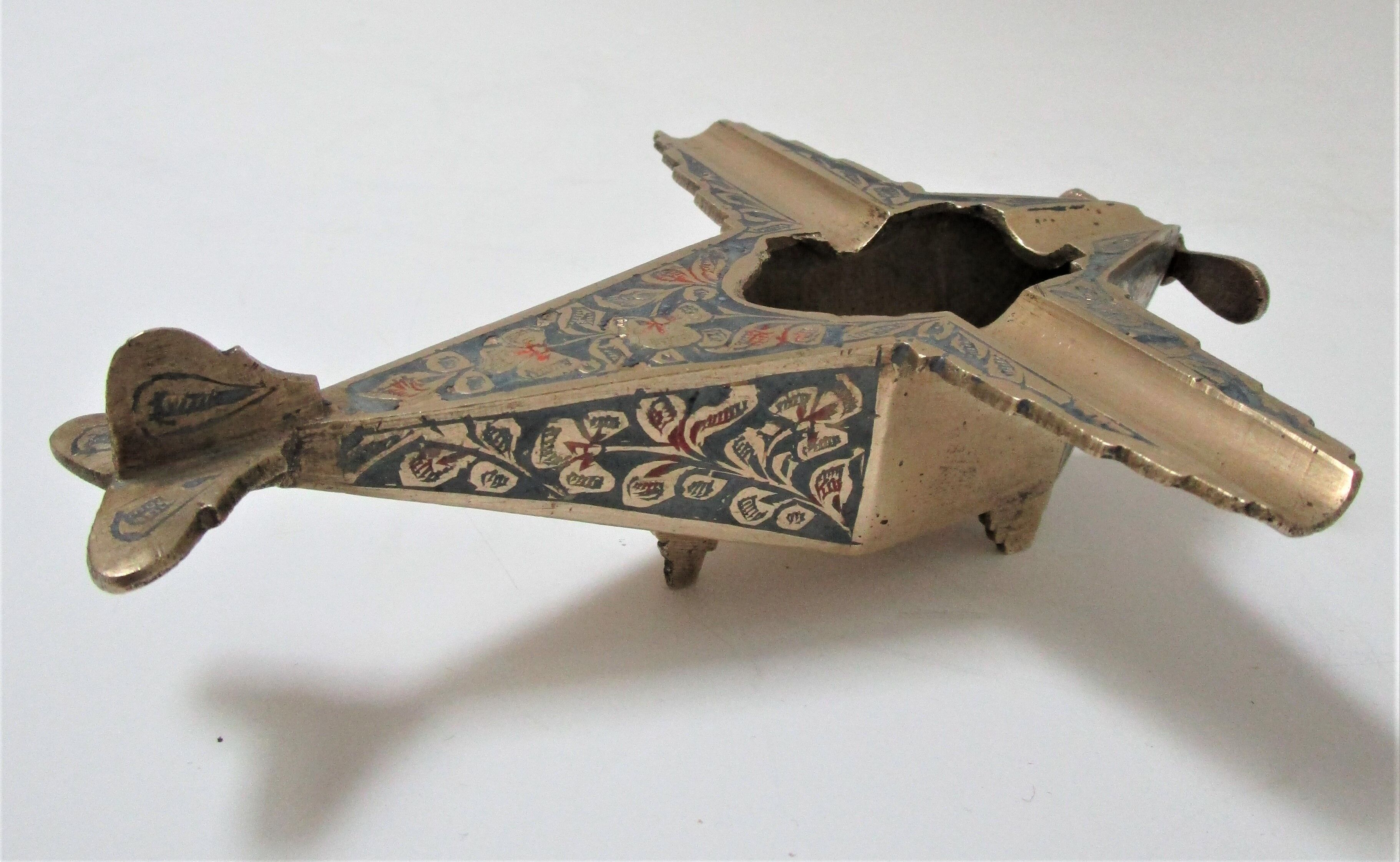 Vintage brass plane ashtray 70