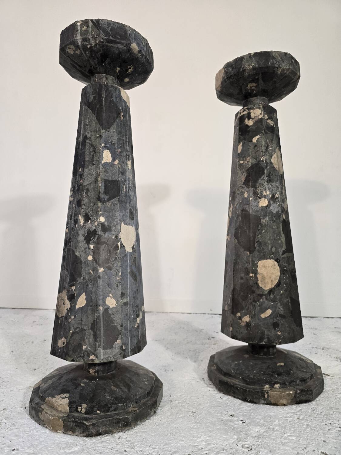 Pair of Art Deco marble columns 1900