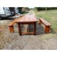 Table de ferme campagnarde en chêne et pin + 2 bancs