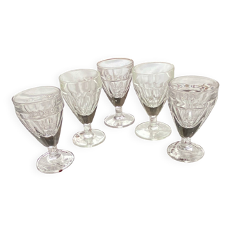 Set of 5 French Bistro Glasses with Facets ACC-7274