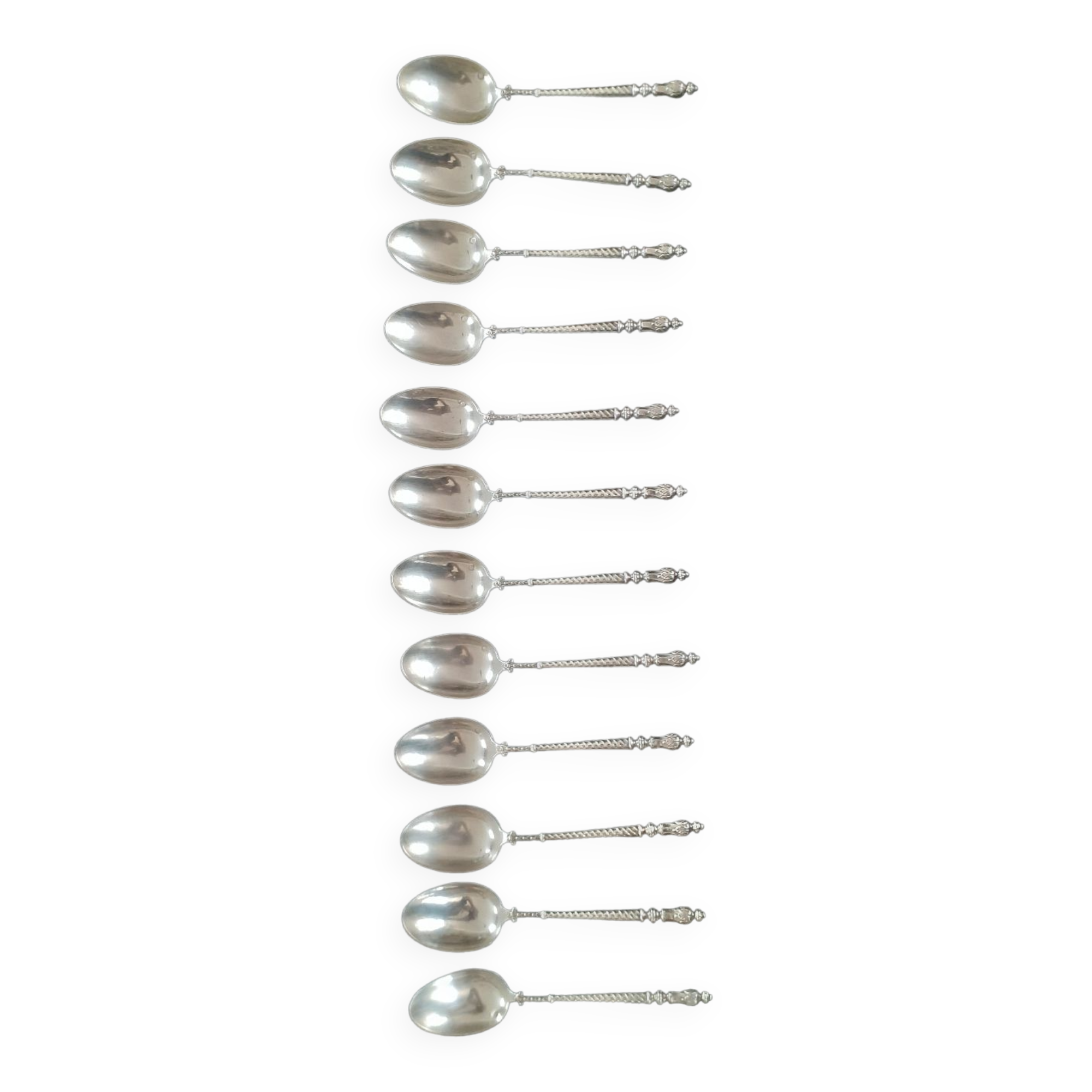 12 small spoons solid silver late nineteenth edmond bonnesoeur goldsmith