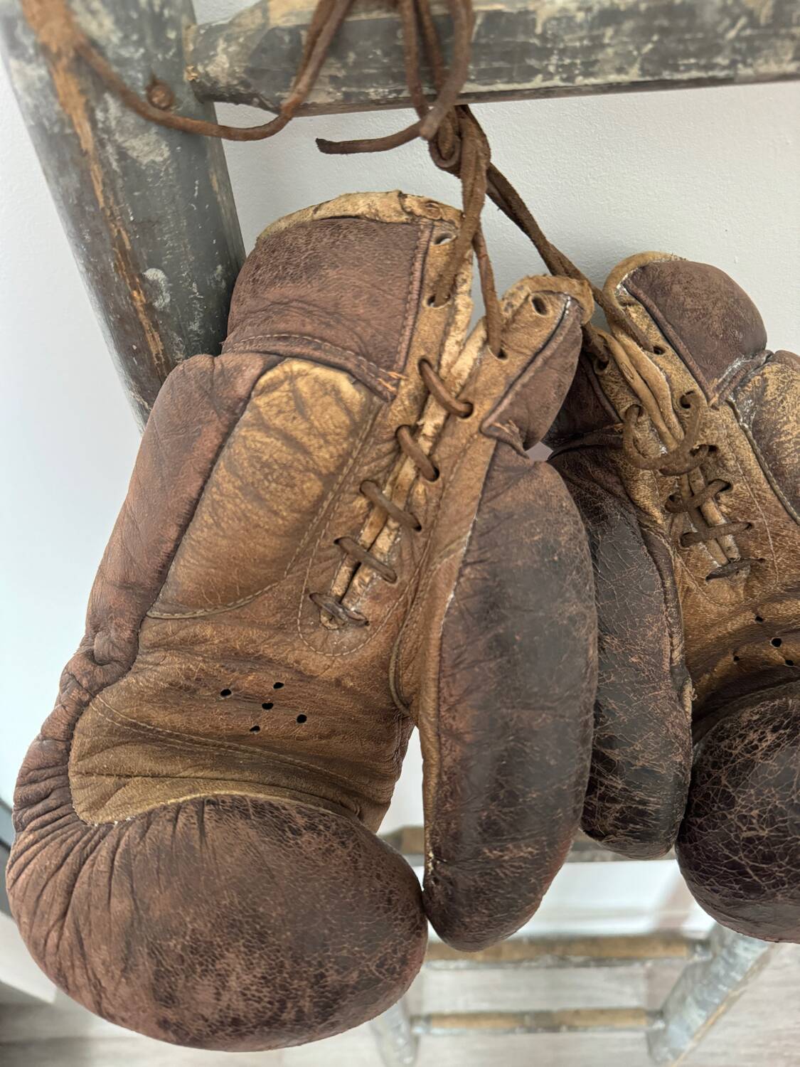 Vintage pair of leather boxing gloves