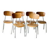 Chaises d'école vintage, lot de 6