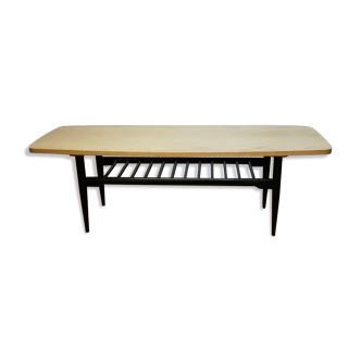 Scandinavian coffee table double top vintage teak 1960