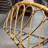Vintage rattan basket sofa bed - 1950s