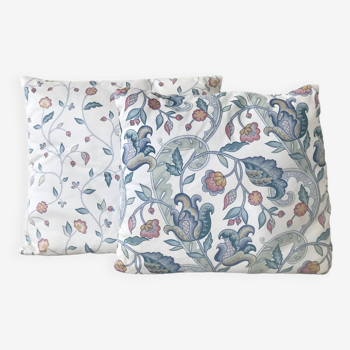 Vintage duo of vintage cushions, English fabrics