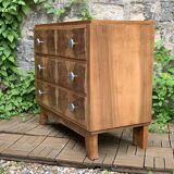 Art Deco chest of drawers in raw walnut burl