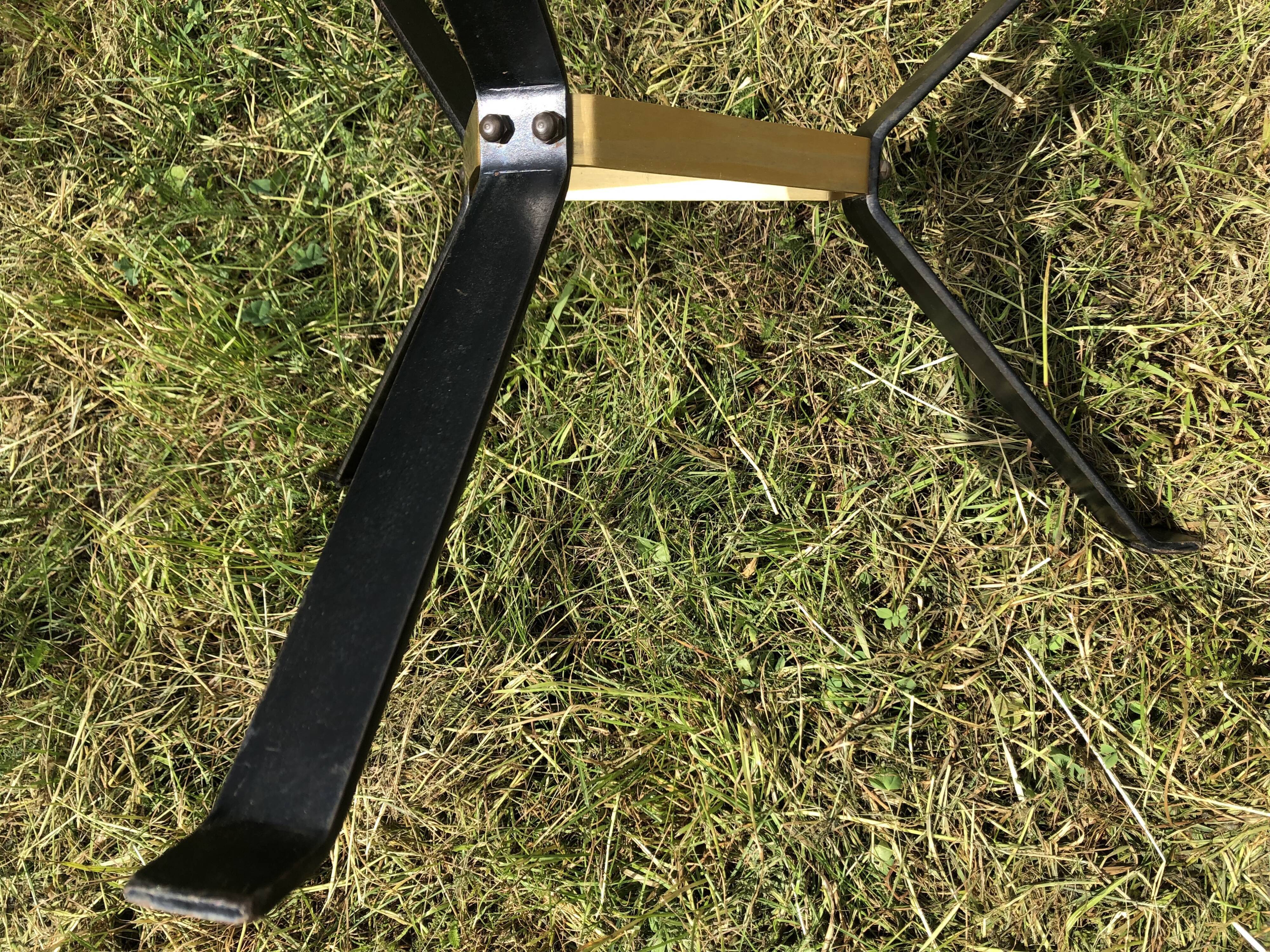 Vintage glass top triangular coffee table