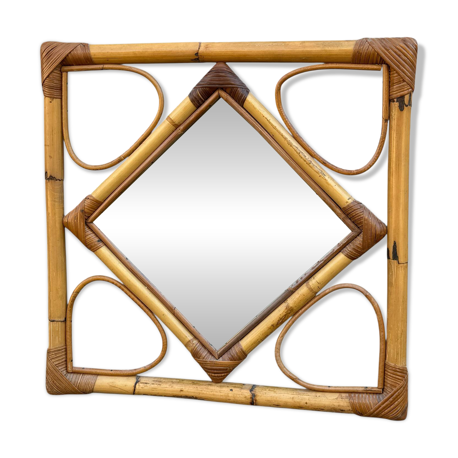 1970s rattan mirror France