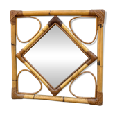 1970s rattan mirror France