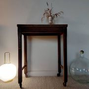 Vintage wooden wheeled side table/console