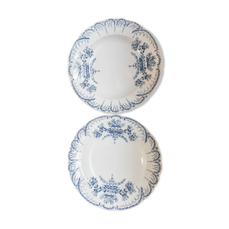 Set of 2 blue flower soup plates "Régence" st Amand and Hamage