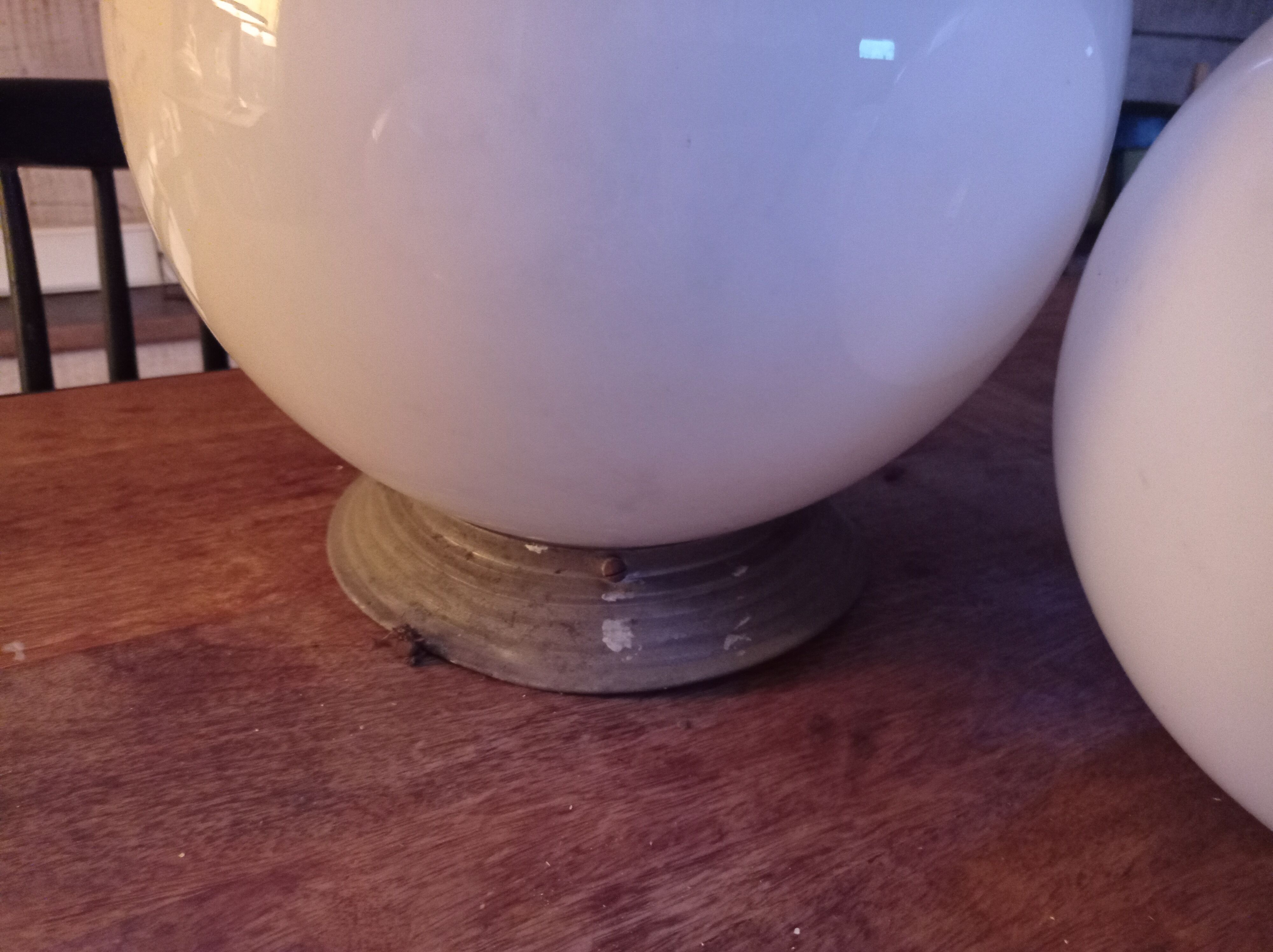 White glass globes and light string