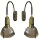 Art deco holophane cut glass and brass wall lamps, 1970