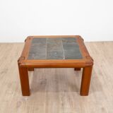 Coffee table in elm and slate circa 1980