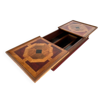 Solid wood table with sliding tops