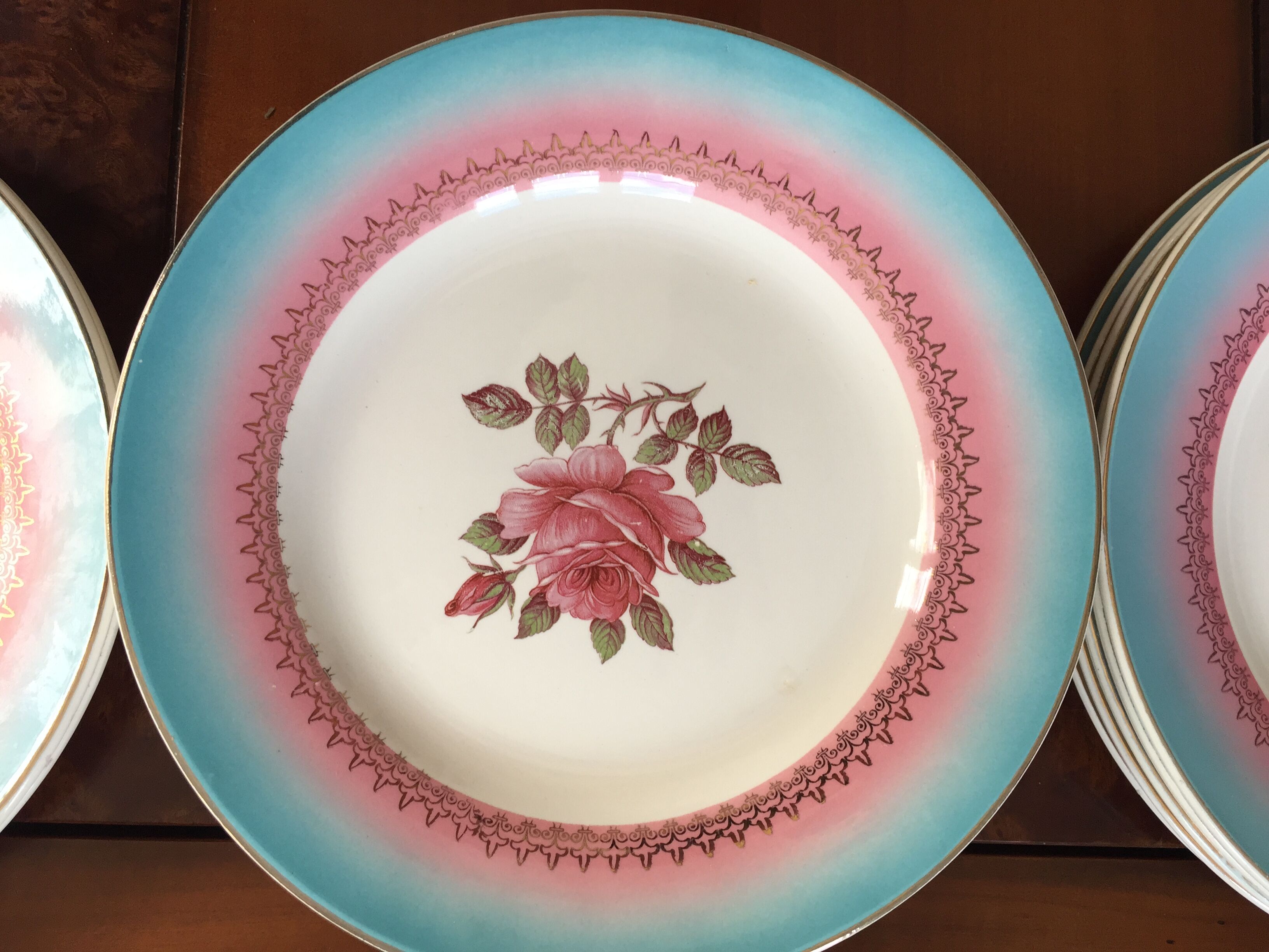 Lot flat plates Vintage Digoin Sarreguemines model Pelleas