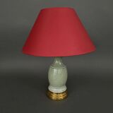 Lampe Napoléon III en céladon vert sur une base en laiton