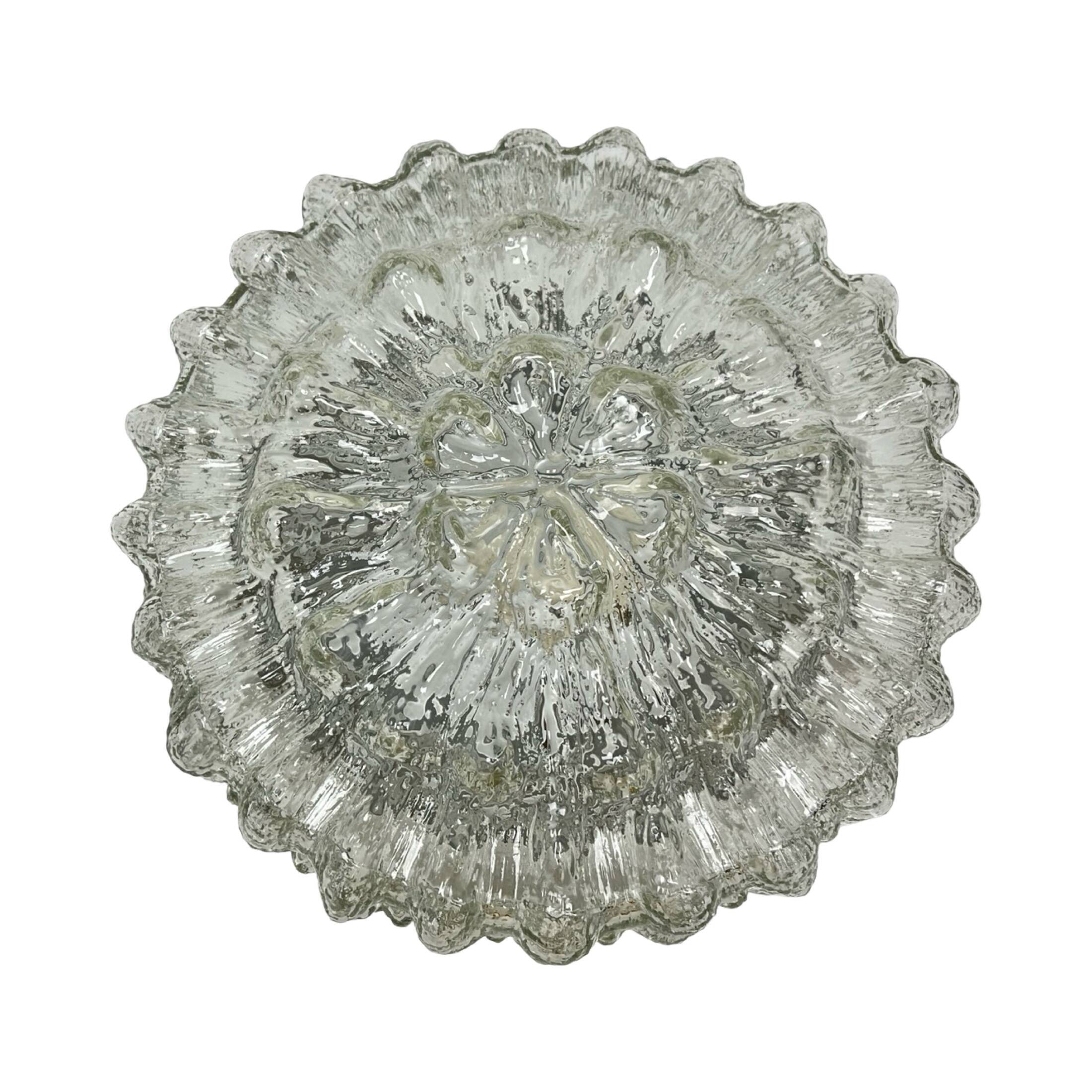 Crystal Ceiling Lamp, Wall Lamp RZB 32310 Floral Motif / Ice Glass, Germany