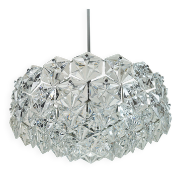 huge kinkeldey CHANDELIER crystal glass and chrome 66 glass prisms 1960s