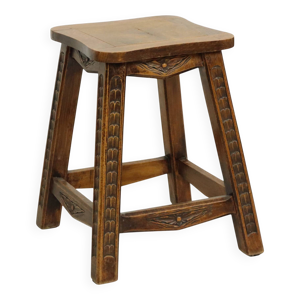 tabouret vintage sculpté - massif