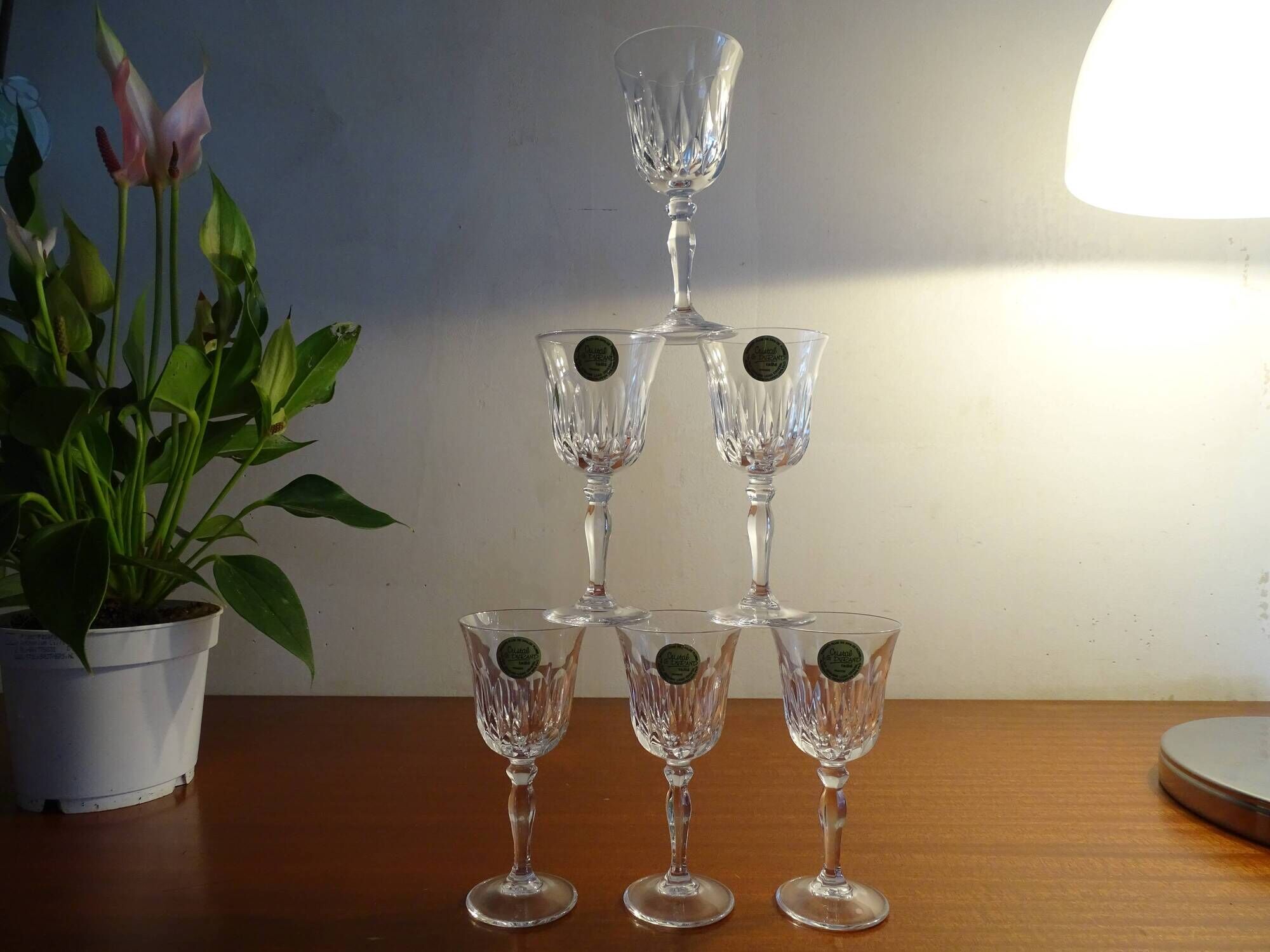 6 glasses white wine Cristal d'Arques JG Durand Villiers 7 cl size Beaulieu