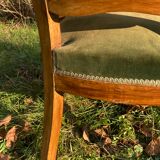Armchair Voltaire Louis Philippe in wood green velvet XIX