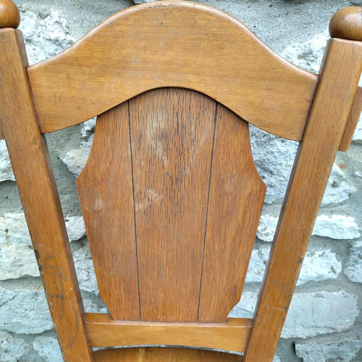 Pair of neo-rustic 60s solid wood chairs