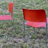 Pair of chairs by David Rowland, US Design, 1976, red metal and chrome