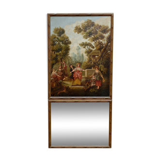 Trumeau xixth scene of colin-maillard in the countryside