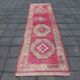 Tapis de Couloir Anatolien Fuchsia, Motifs Géométriques Vintage, 94x324 Cm