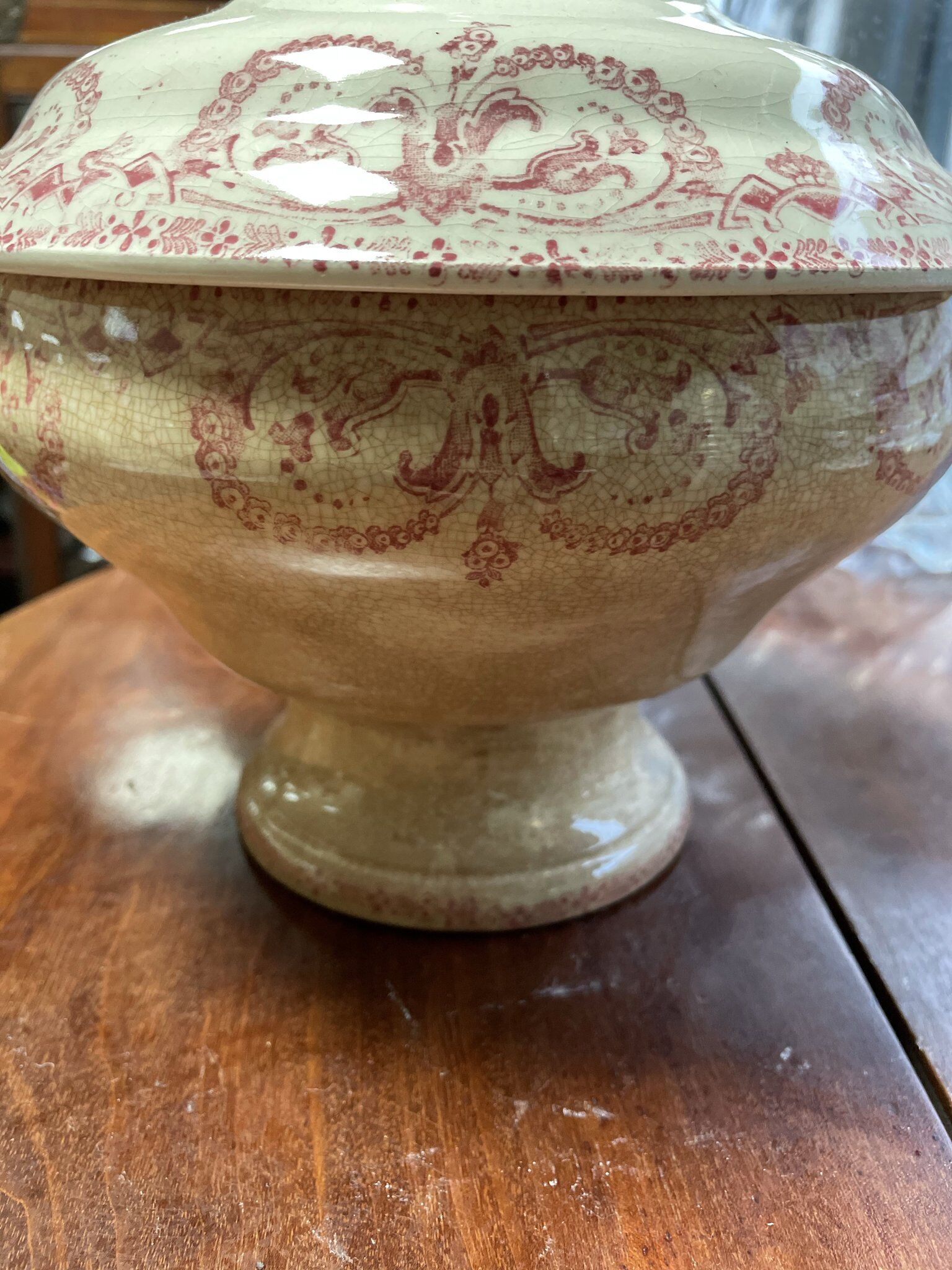 Soupière in earthenware iron earth Sarreguemines service Edge 1900