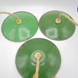 Series of 3 enamelled sheet hanging lamps