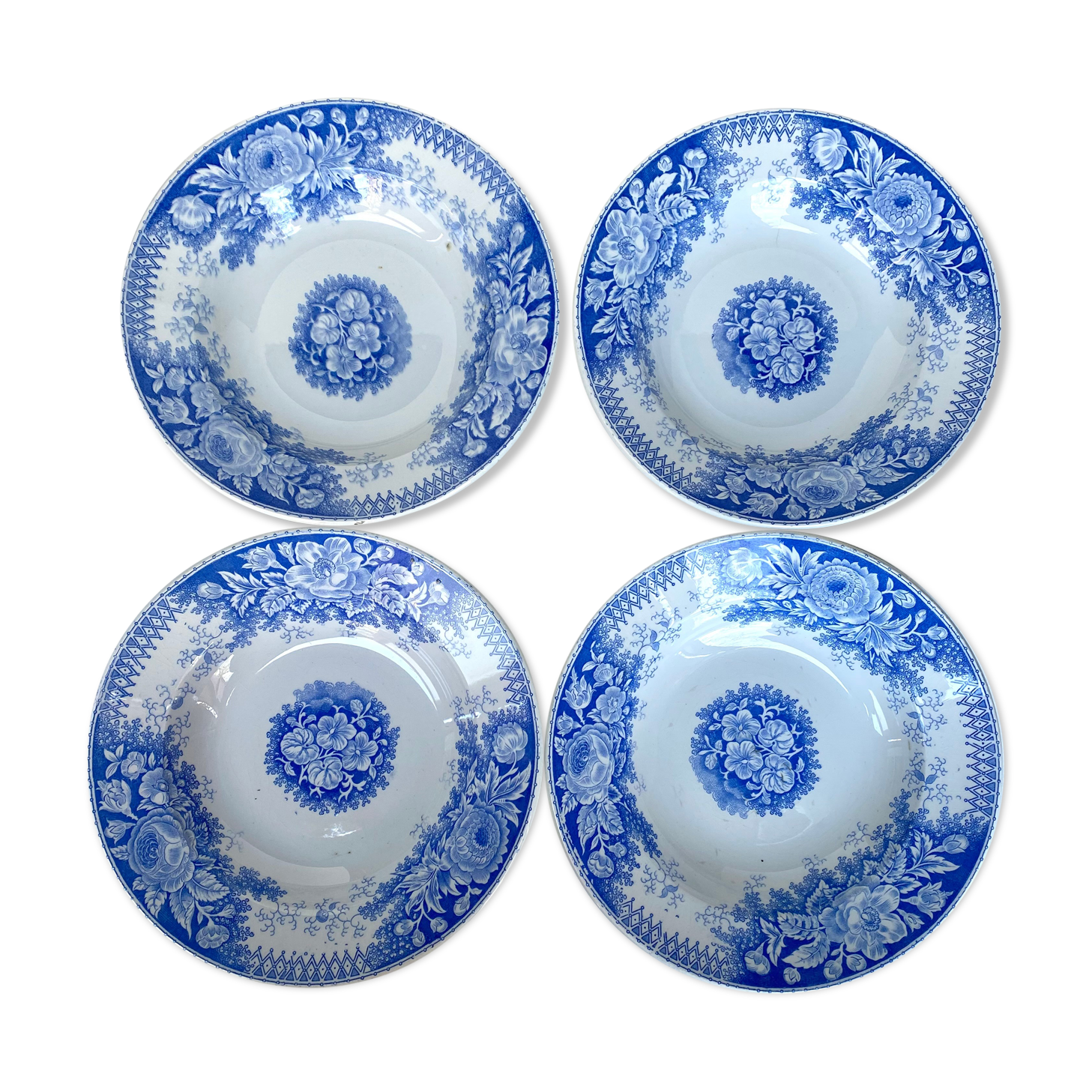 Set of 4 Sarreguemines Jardinière deep plates