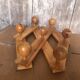 Old Extensible Wall Coat Rack x7 Vintage Wooden Ball Hooks #A704